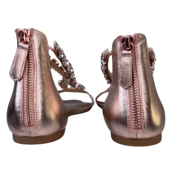NEW Badgley Mischka Sandals Metallic Rose Gold Haynes Jeweled Shoes Pink 9.5 - Picture 6 of 8